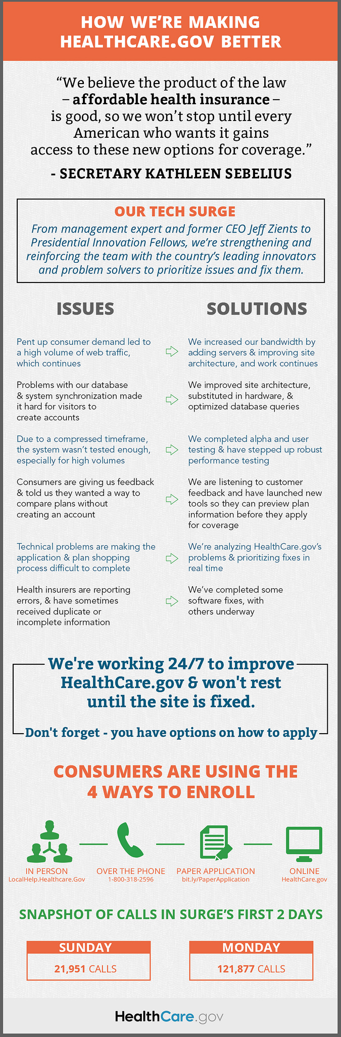 obamacare glitch website update